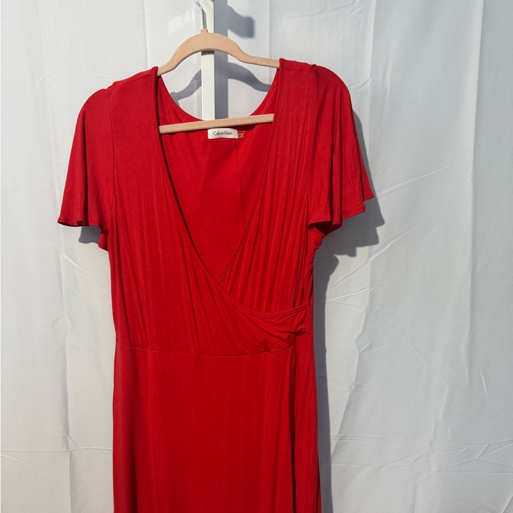 Calvin Klein Vibrant Deep Orange/Red Dress Size 14
